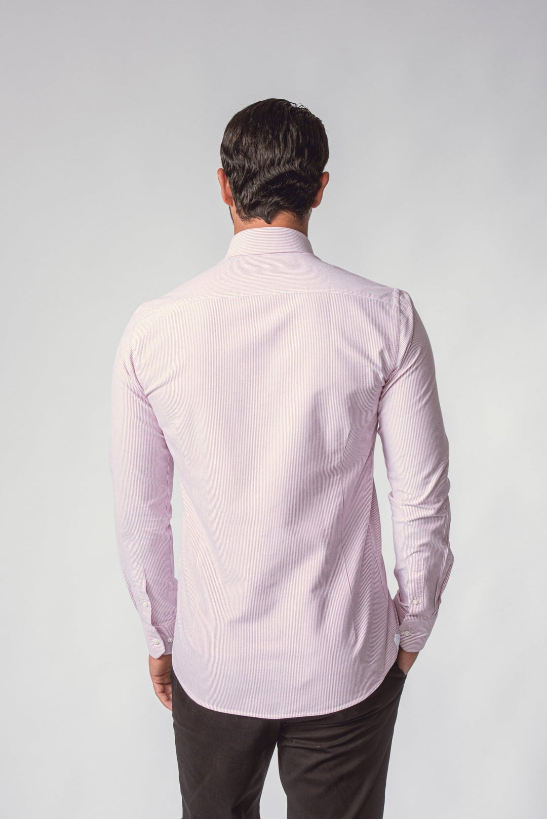STRIPED WASHED OXFORD COTTON SLIM FIT SHIRT - Roban