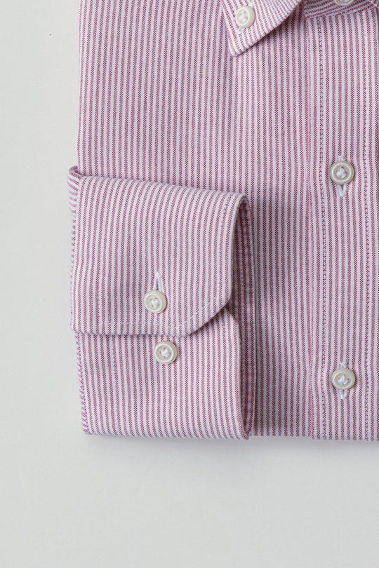 STRIPED WASHED OXFORD COTTON SLIM FIT SHIRT - Roban