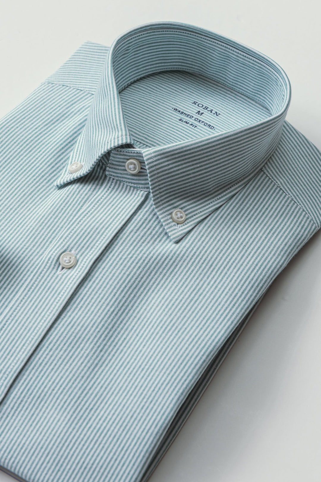 STRIPED WASHED OXFORD COTTON SLIM FIT SHIRT - Roban