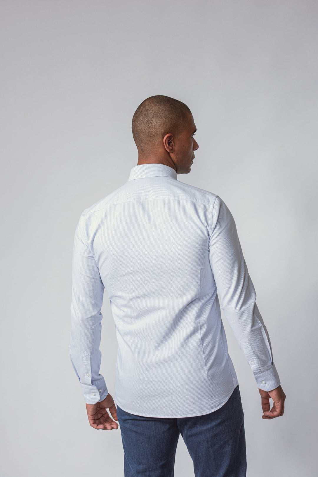 STRIPED WASHED OXFORD COTTON SLIM FIT SHIRT - Roban