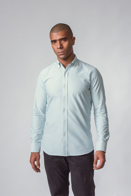 STRIPED WASHED OXFORD COTTON SLIM FIT SHIRT - Roban