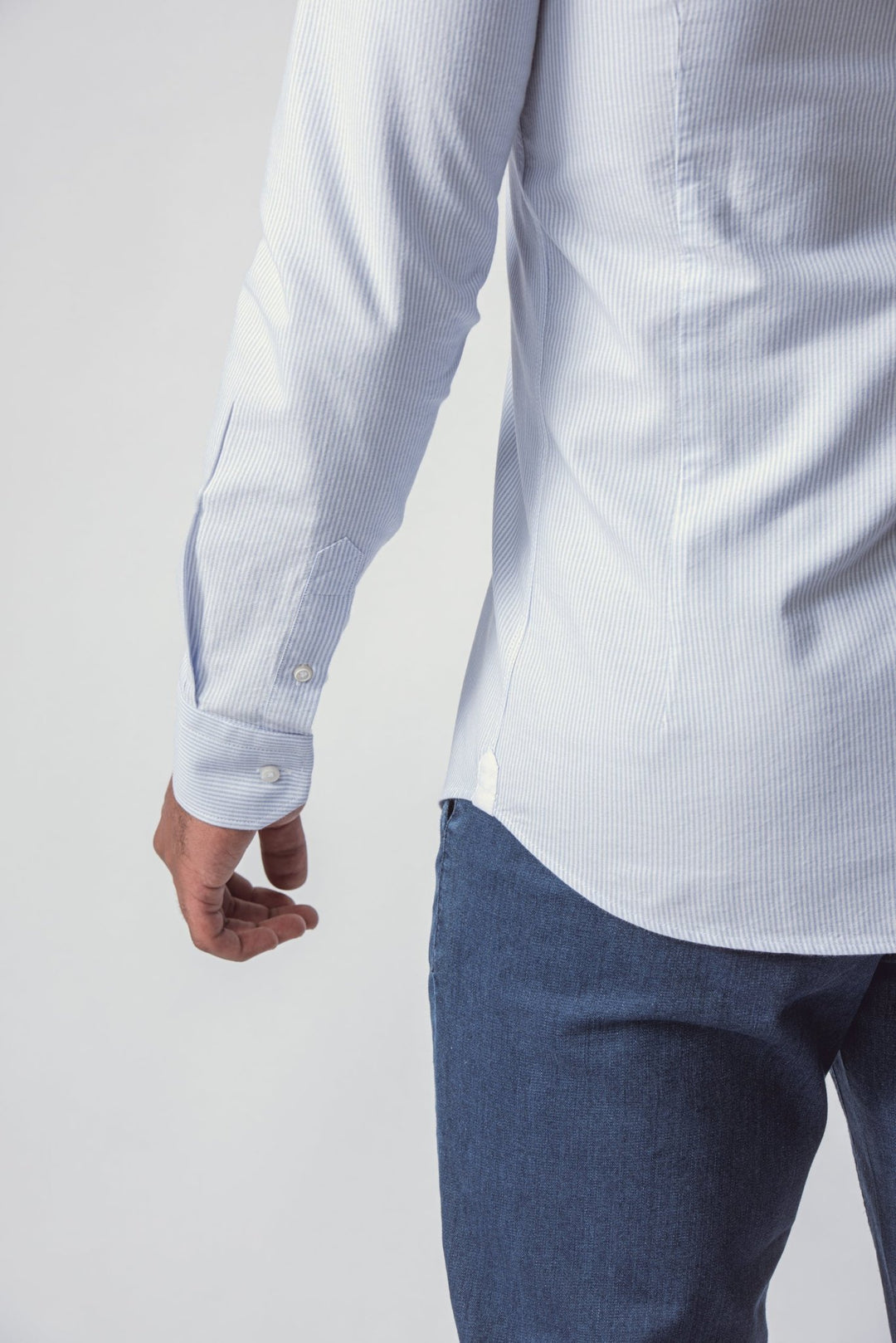 STRIPED WASHED OXFORD COTTON SLIM FIT SHIRT - Roban