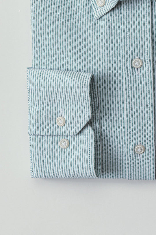 STRIPED WASHED OXFORD COTTON SLIM FIT SHIRT - Roban