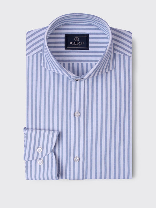 STRIPED WASHED OXFORD REGULAR FIT SHIRT - Roban