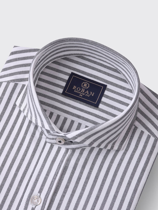 STRIPED WASHED OXFORD REGULAR FIT SHIRT - Roban