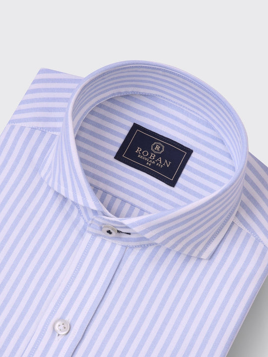 STRIPED WASHED OXFORD REGULAR FIT SHIRT - Roban