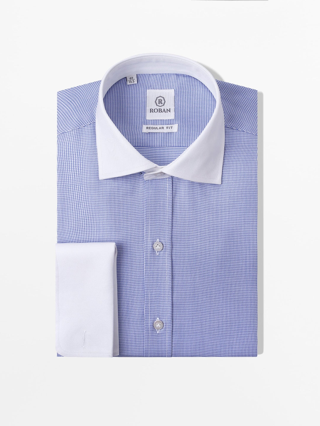 Textured Cotton Regular Fit Cufflink Shirt - Roban