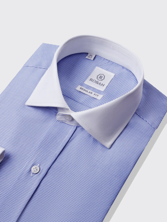 Textured Cotton Regular Fit Cufflink Shirt - Roban