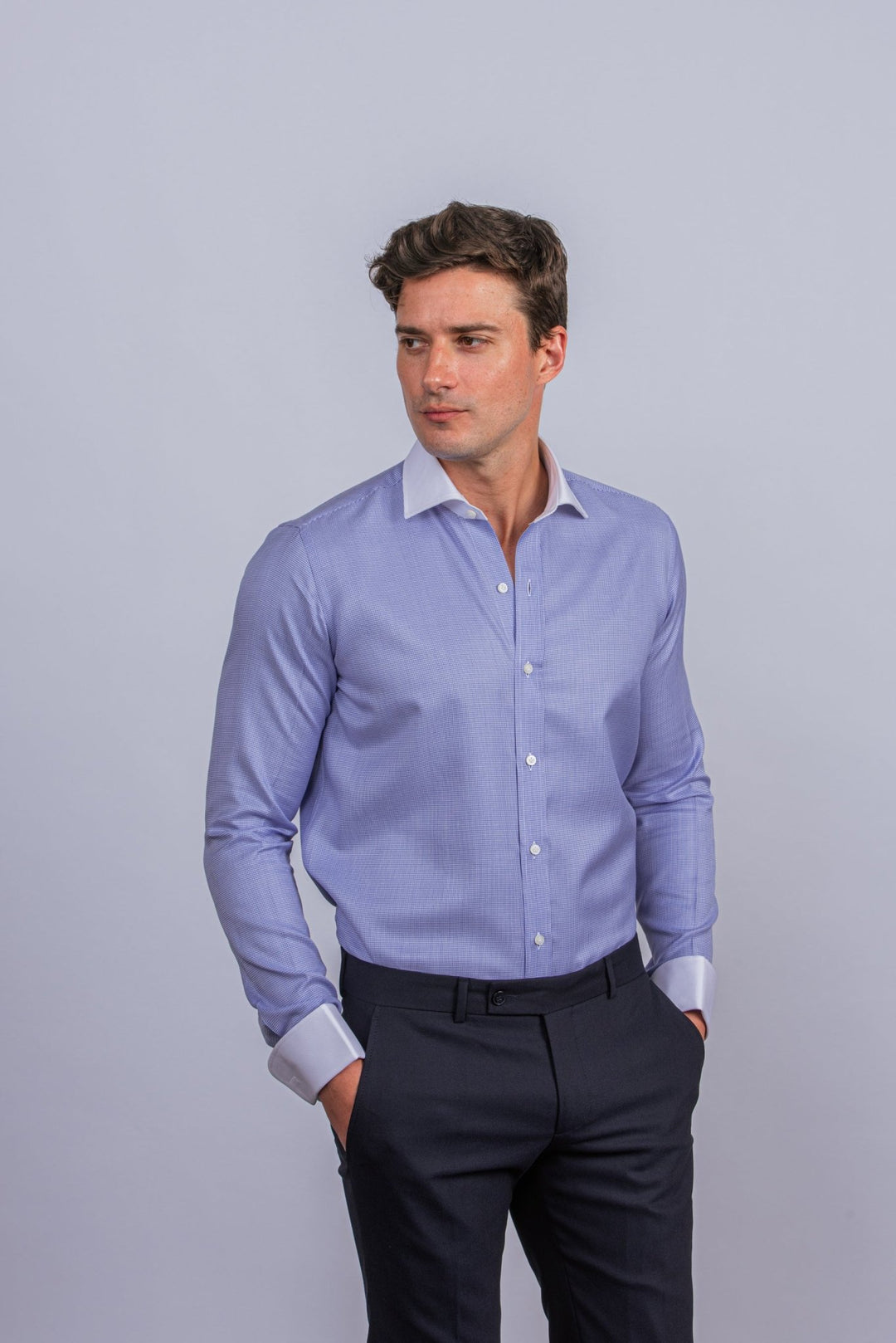 Textured Cotton Regular Fit Cufflink Shirt - Roban