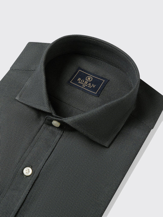 TEXTURED COTTON REGULAR FIT SHIRT - Roban