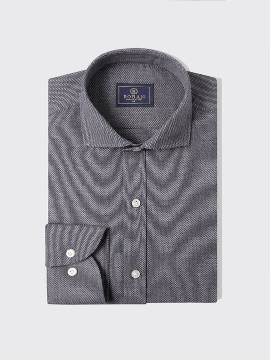 TEXTURED COTTON REGULAR FIT SHIRT - Roban