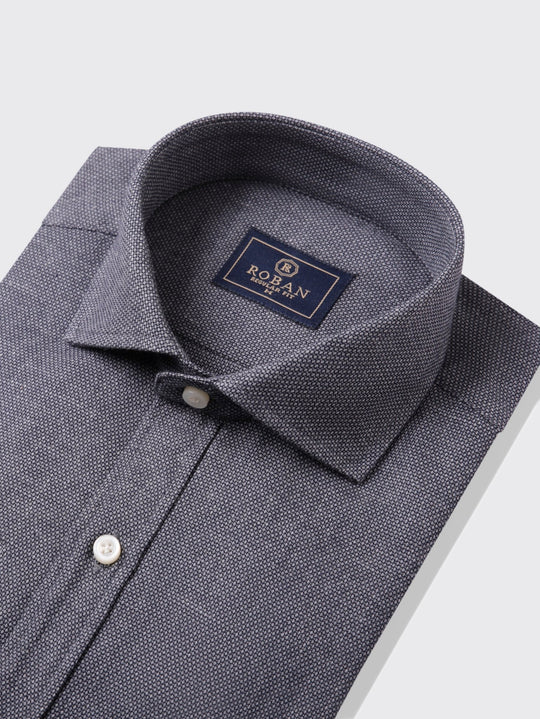 TEXTURED COTTON REGULAR FIT SHIRT - Roban