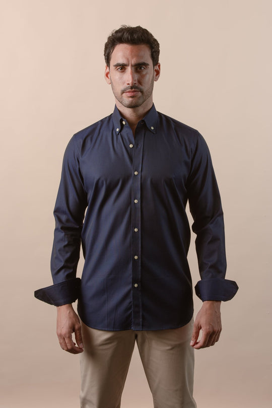 TEXTURED OXFORD SLIM FIT COTTON SHIRT - Roban