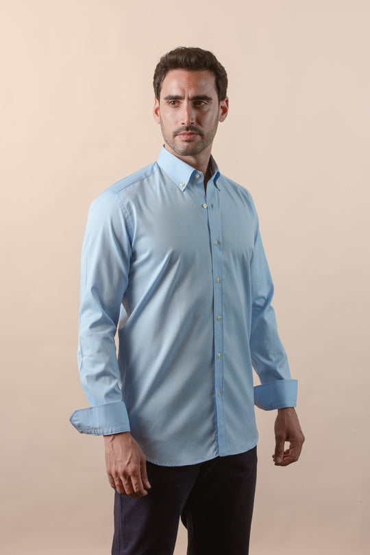 TEXTURED OXFORD SLIM FIT COTTON SHIRT - Roban