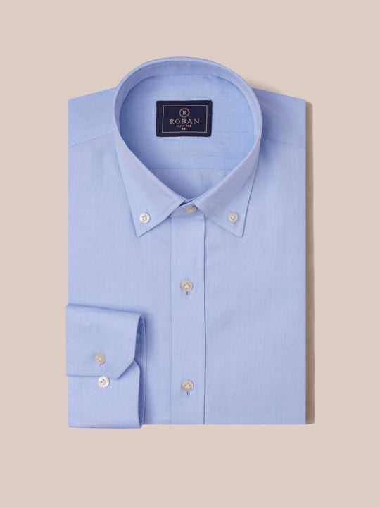 TEXTURED OXFORD SLIM FIT COTTON SHIRT - Roban