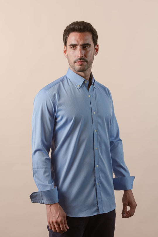 TEXTURED OXFORD SLIM FIT COTTON SHIRT - Roban