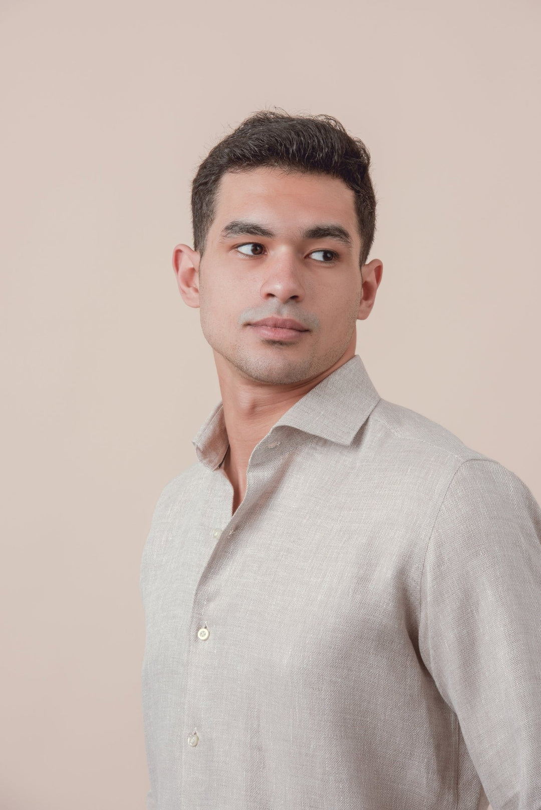 TEXTURED PLAIN TEXTURED WASHED LINEN REGULAR FIT SHIRT - Roban