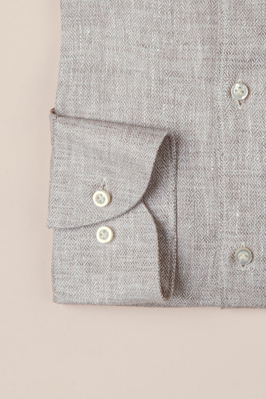 TEXTURED PLAIN TEXTURED WASHED LINEN REGULAR FIT SHIRT - Roban