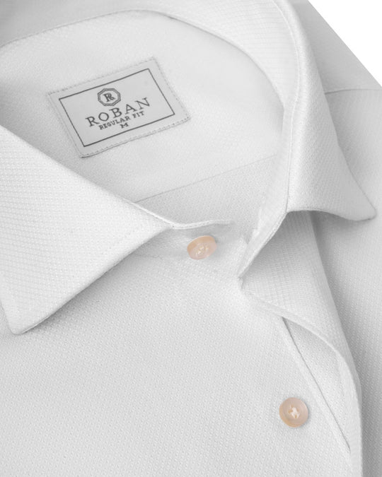 TEXTURED REGULAR FIT COTTON SHIRT - Roban