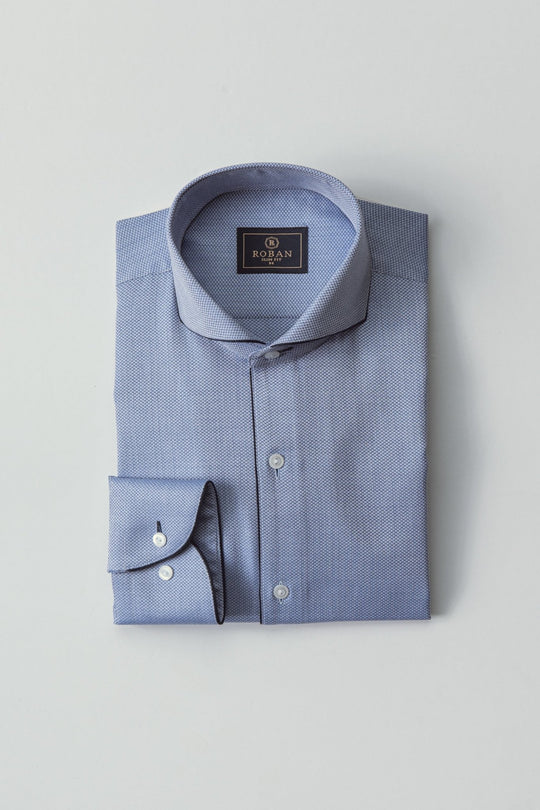 TEXTURED SLIM FIT SATIN SHIRT - Roban
