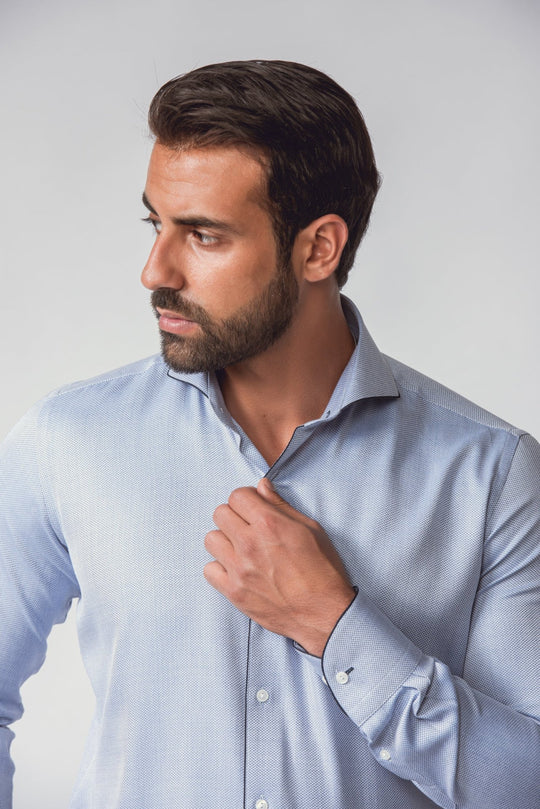 TEXTURED SLIM FIT SATIN SHIRT - Roban