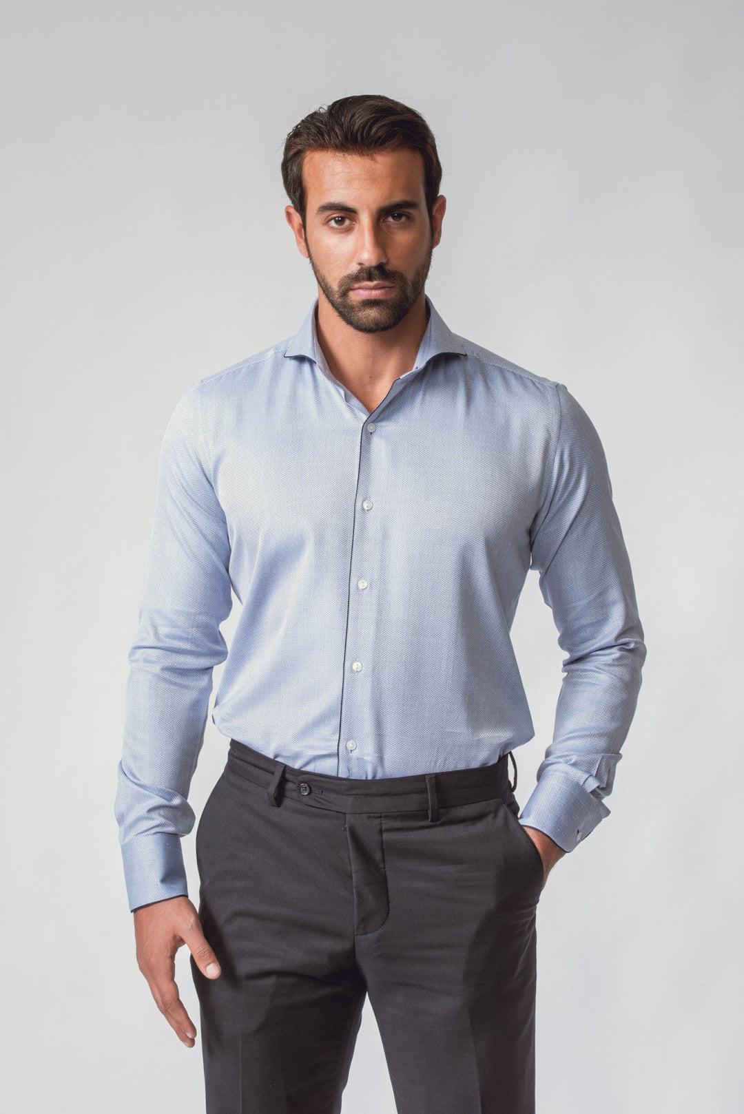 TEXTURED SLIM FIT SATIN SHIRT - Roban
