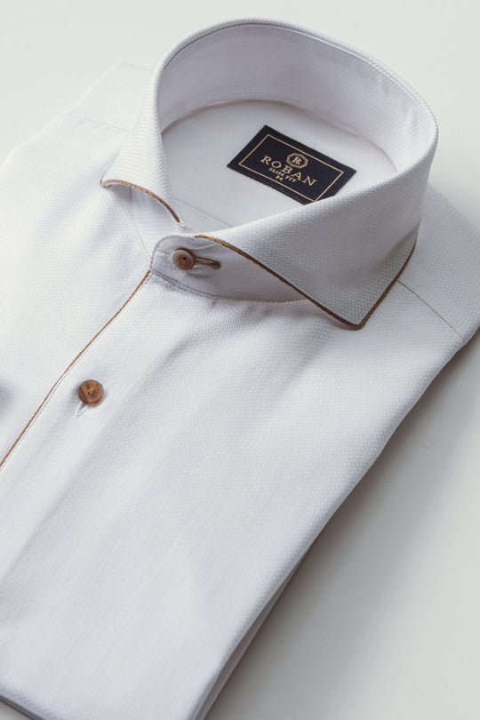 TEXTURED SLIM FIT SATIN SHIRT - Roban