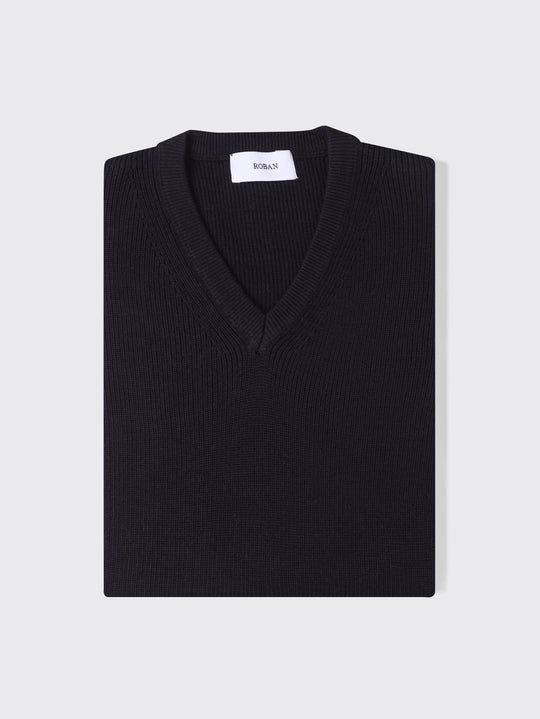 V - neck Cotton knitted Pullover - Roban