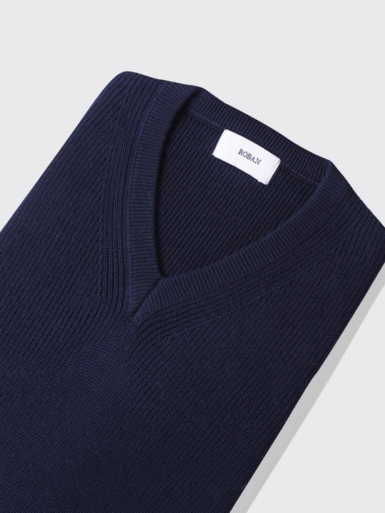 V - neck Cotton knitted Pullover - Roban