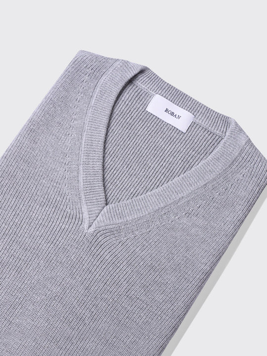 V - neck Cotton knitted Pullover - Roban