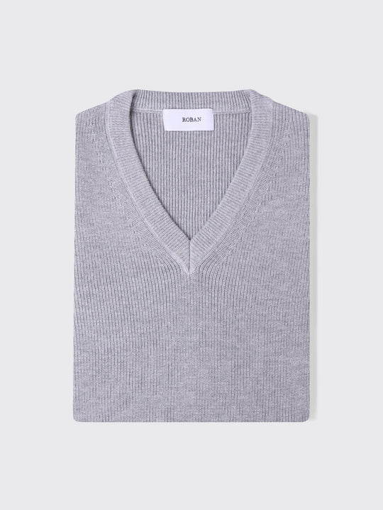 V - neck Cotton knitted Pullover - Roban