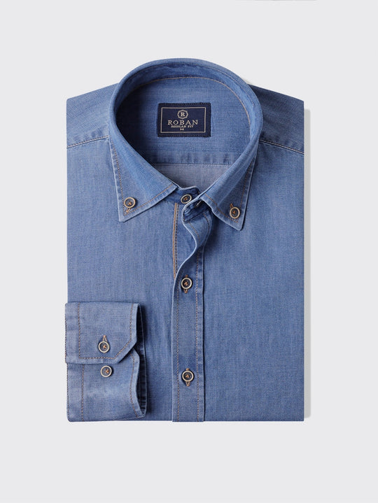 Washed Denim Regular Fit Shirt - Roban