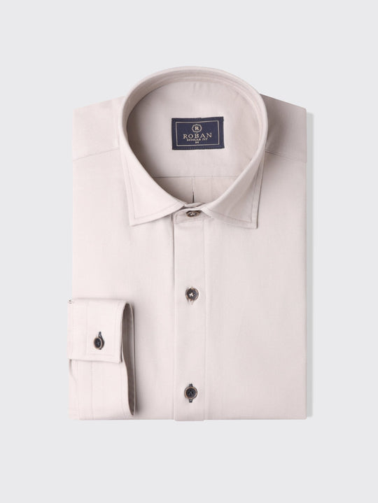 Washed Gabardine Shirt with Hidden Buttons - Roban