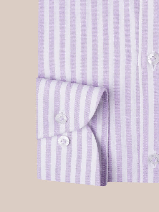 WASHED STRIPED LINEN COTTON SLIM FIT SHIRT - Roban