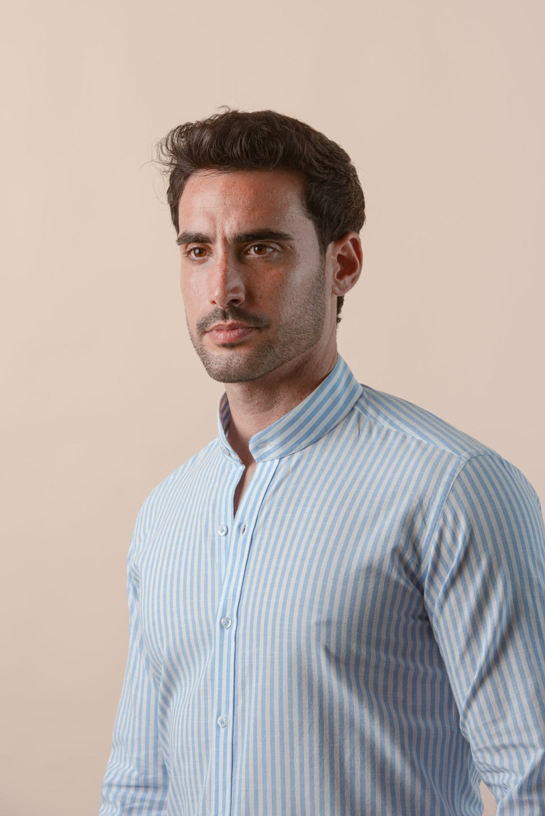 WASHED STRIPED LINEN COTTON SLIM FIT SHIRT - Roban
