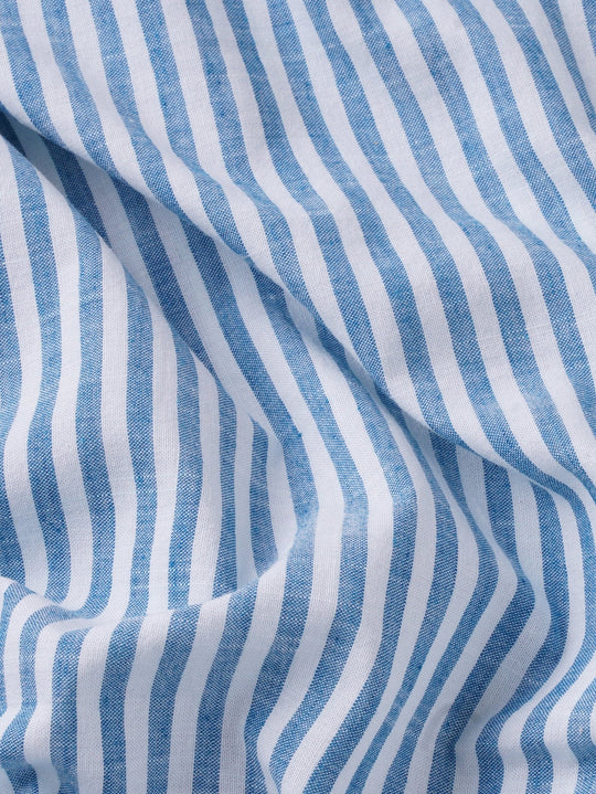 WASHED STRIPED LINEN COTTON SLIM FIT SHIRT - Roban