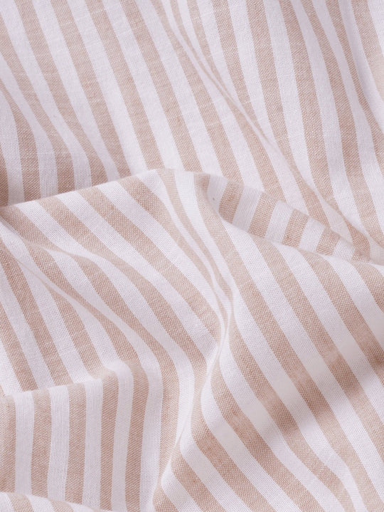 WASHED STRIPED LINEN COTTON SLIM FIT SHIRT - Roban