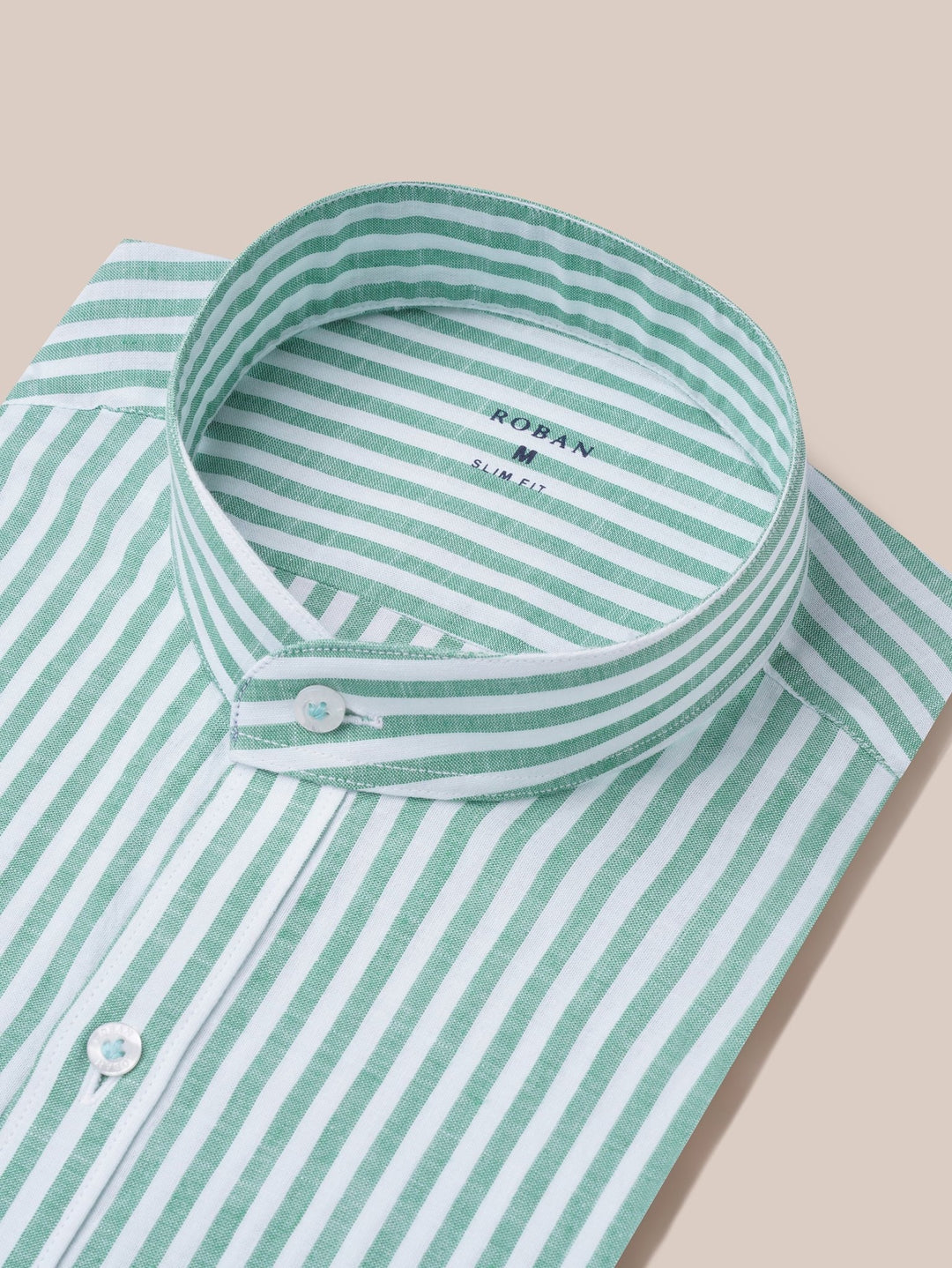 WASHED STRIPED LINEN COTTON SLIM FIT SHIRT - Roban