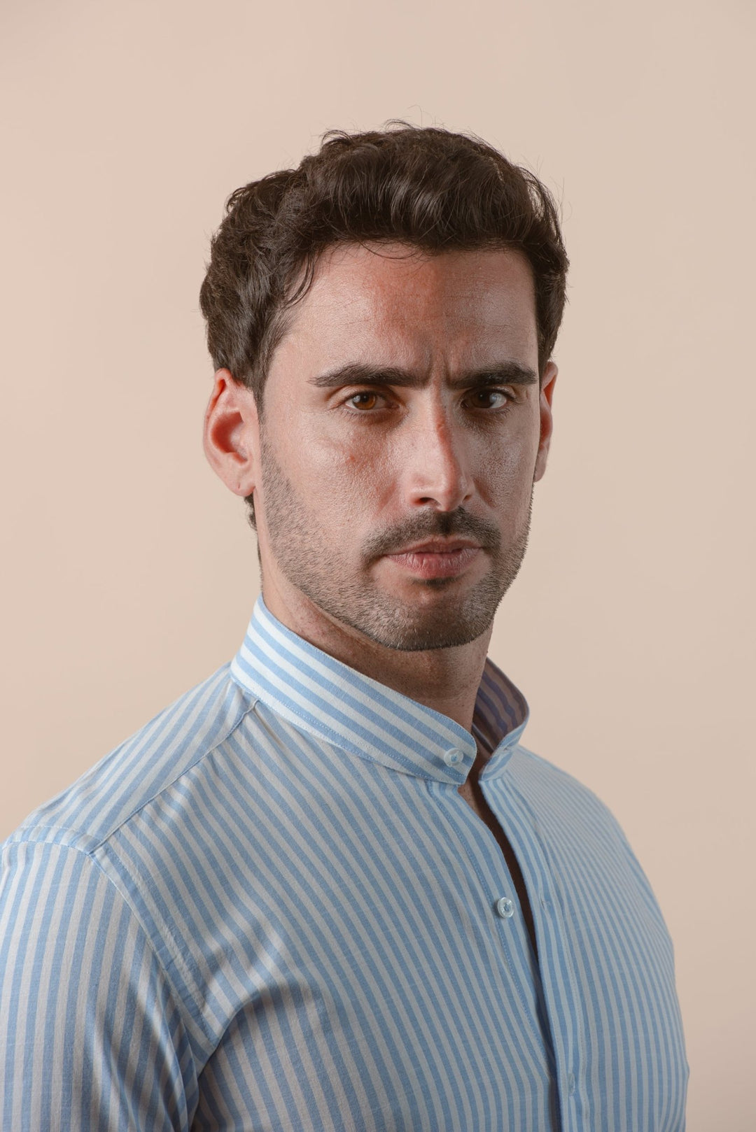 WASHED STRIPED LINEN COTTON SLIM FIT SHIRT - Roban