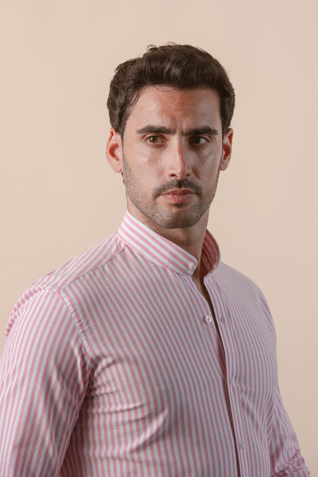 WASHED STRIPED LINEN COTTON SLIM FIT SHIRT - Roban