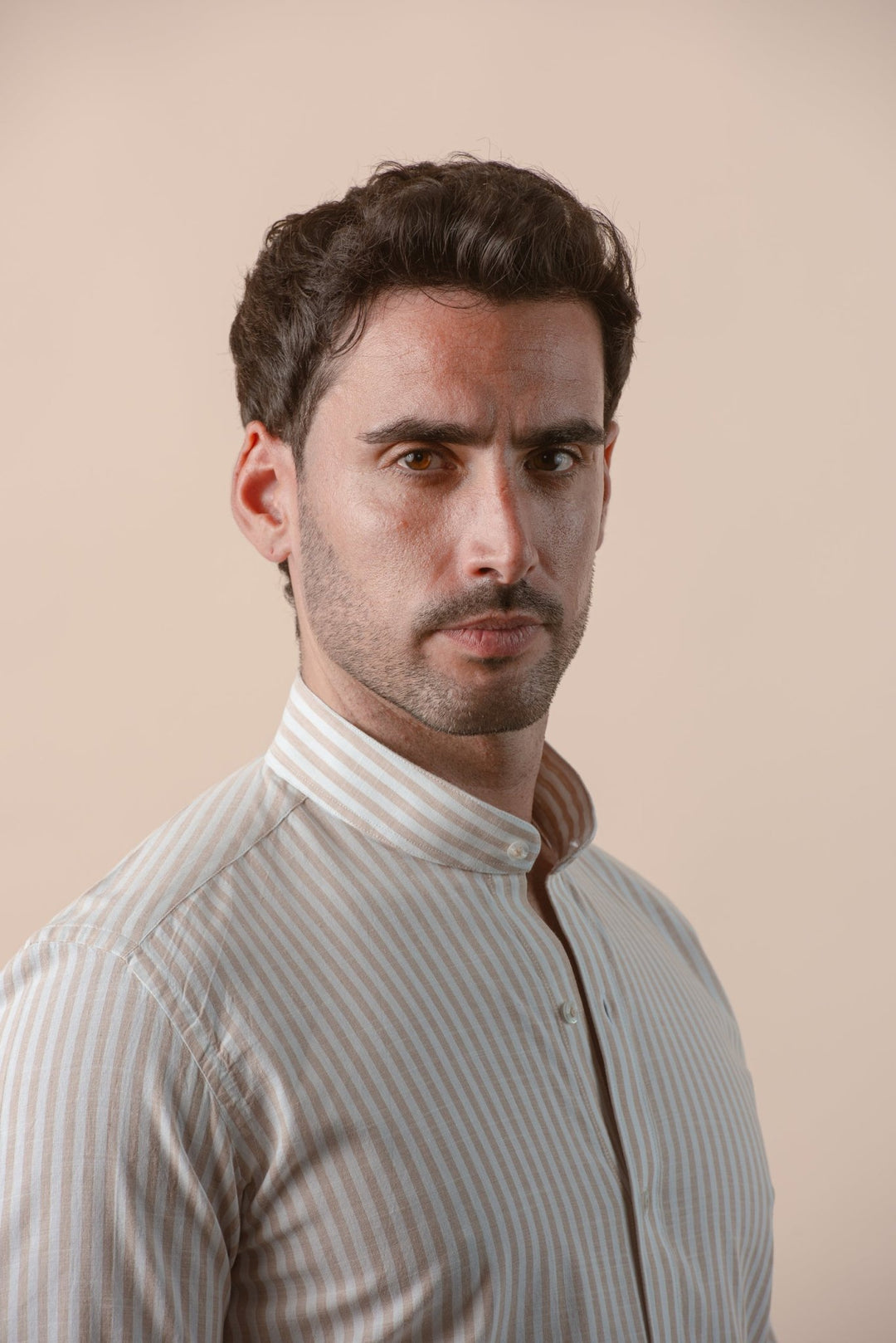 WASHED STRIPED LINEN COTTON SLIM FIT SHIRT - Roban