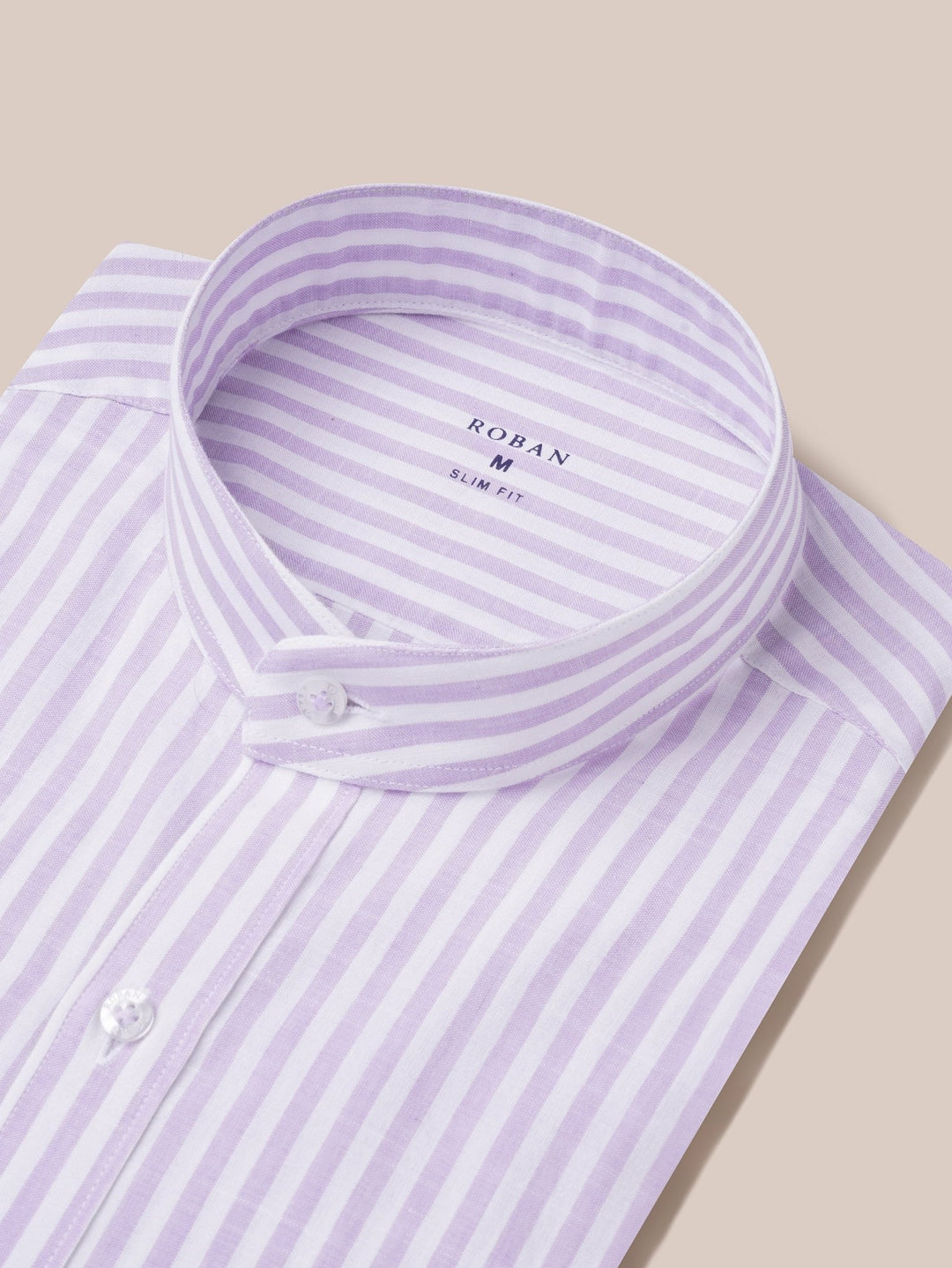 WASHED STRIPED LINEN COTTON SLIM FIT SHIRT - Roban