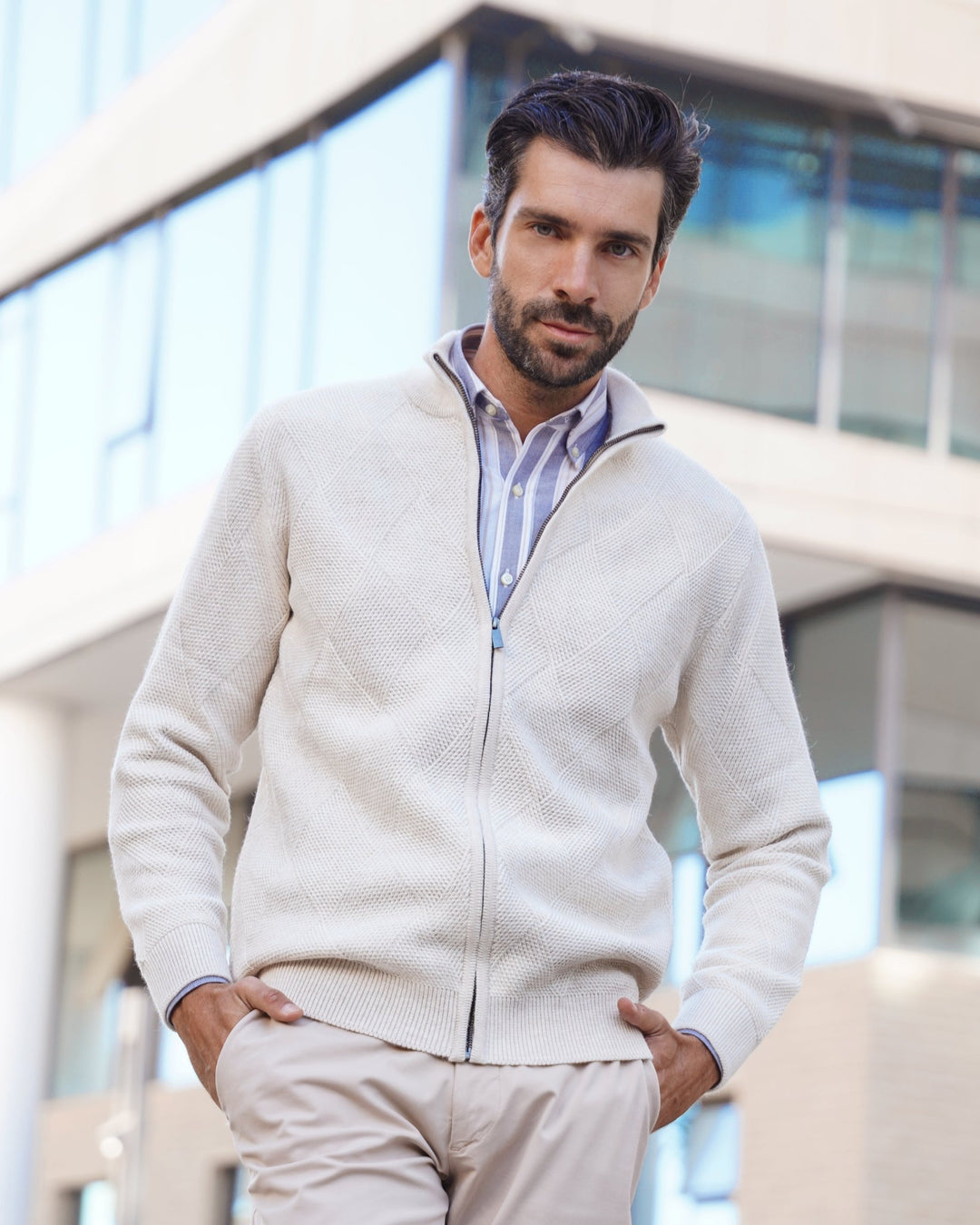 Zipped Turtle - neck cardigan - Roban